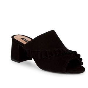 Ava & Aiden Black Suede Ruffle Mule NIB